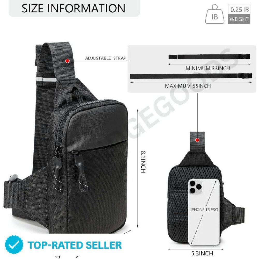 Waterproof Utility Crossbody Backpack Mini Sling Bag for Hiking Travel Sports - Picture 3 of 4